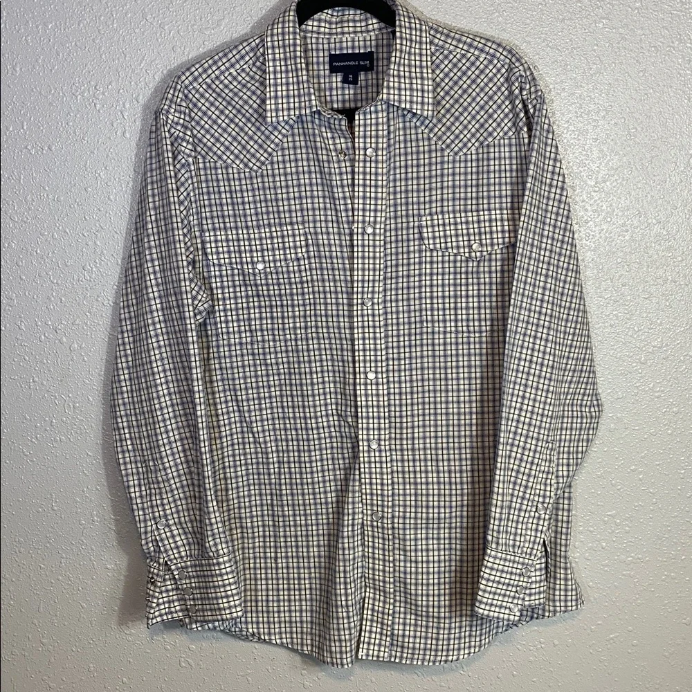 Panhandle Slim Men’s Western Pearl Snap Shirt – Plaid Long Sleeve Size 16 / 35 - Picture 1 of 9